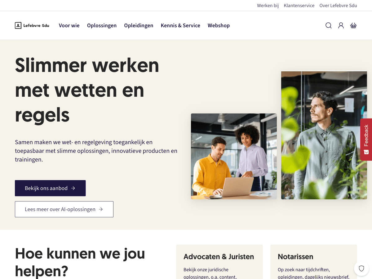 Lefebvre SDU homepage showing legal publishing platform